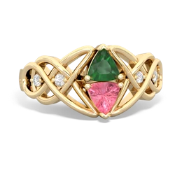 Emerald Keepsake Celtic Knot 14K Yellow Gold ring R5300