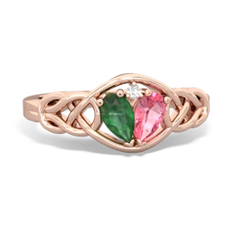 Emerald Celtic Love Knot 14K Rose Gold ring R5420