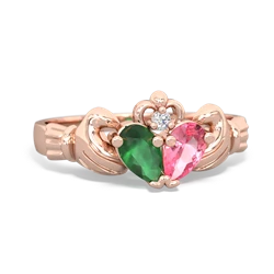 Emerald 'Our Heart' Claddagh 14K Rose Gold ring R2388