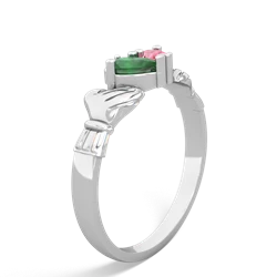 Emerald 'Our Heart' Claddagh 14K White Gold ring R2388