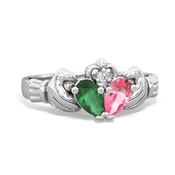 Emerald 'Our Heart' Claddagh 14K White Gold ring R2388