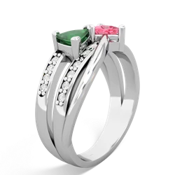 Emerald Bowtie 14K White Gold ring R2360