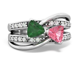 Emerald Bowtie 14K White Gold ring R2360