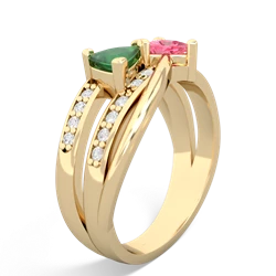 Emerald Bowtie 14K Yellow Gold ring R2360