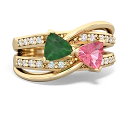 Emerald Bowtie 14K Yellow Gold ring R2360