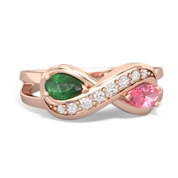 Emerald Diamond Infinity 14K Rose Gold ring R5390