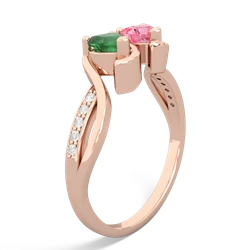 Emerald Side By Side 14K Rose Gold ring R3090