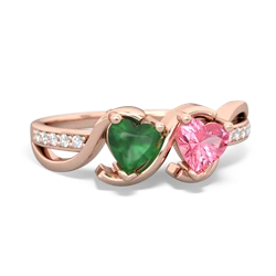 Emerald Side By Side 14K Rose Gold ring R3090