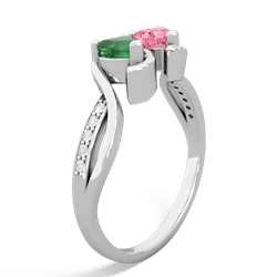 Emerald Side By Side 14K White Gold ring R3090