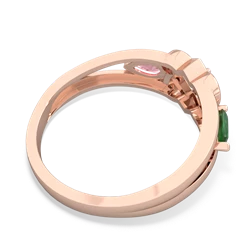 Emerald Hearts Intertwined 14K Rose Gold ring R5880