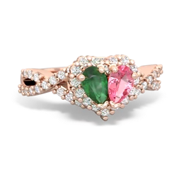 Emerald Diamond Twist 'One Heart' 14K Rose Gold ring R2640HRT