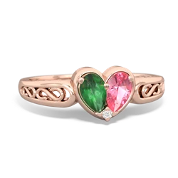 Emerald Filligree 'One Heart' 14K Rose Gold ring R5070