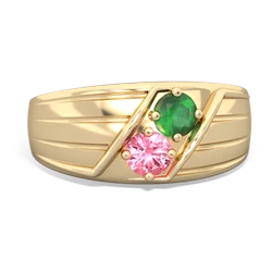 Emerald Men's Streamline 14K Yellow Gold ring R0460