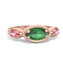 Emerald Milgrain Marquise 14K Rose Gold ring R5700