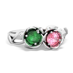 Emerald Rose Garden 14K White Gold ring R5510