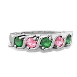 Emerald Anniversary Band 14K White Gold ring R2089