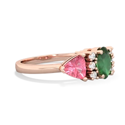 Emerald Antique Style Three Stone 14K Rose Gold ring R2186