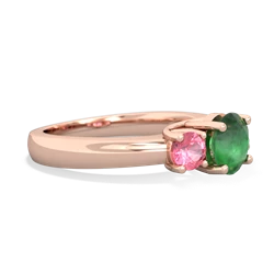 Emerald Three Stone Round Trellis 14K Rose Gold ring R4018