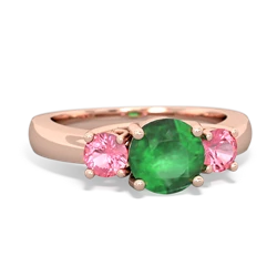 Emerald Three Stone Round Trellis 14K Rose Gold ring R4018