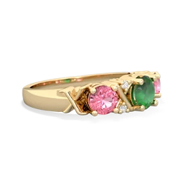 Emerald Hugs And Kisses 14K Yellow Gold ring R5016