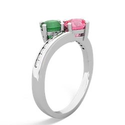 Emerald Channel Set Two Stone 14K White Gold ring R5303