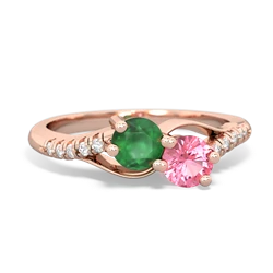 Emerald Infinity Pave Two Stone 14K Rose Gold ring R5285