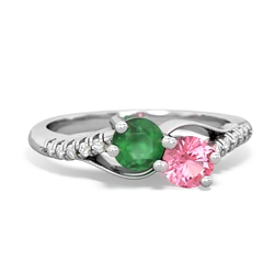 Emerald Infinity Pave Two Stone 14K White Gold ring R5285