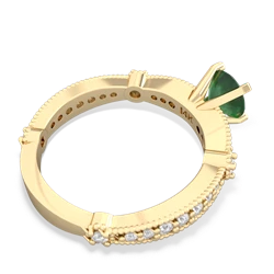 Thumbnail for Emerald Milgrain Antique Style 14K Yellow Gold ring R26296RD - front view