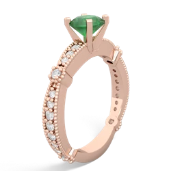 Emerald Sparkling Tiara 6Mm Round 14K Rose Gold ring R26296RD