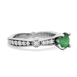 Emerald Sparkling Tiara 6Mm Round 14K White Gold ring R26296RD