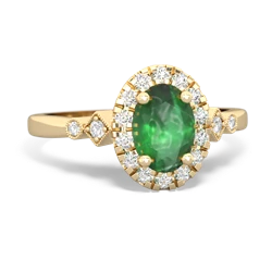 Emerald Antique-Style Halo 14K Yellow Gold ring R5720