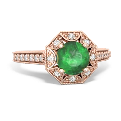 Thumbnail for Emerald Art-Deco Starburst 14K Rose Gold ring R5520 - top view