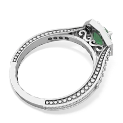 Emerald Art-Deco Starburst 14K White Gold ring R5520