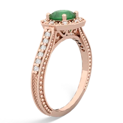 Emerald Art-Deco Starburst 14K Rose Gold ring R5520