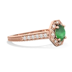 Emerald Art-Deco Starburst 14K Rose Gold ring R5520