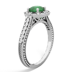 Emerald Art-Deco Starburst 14K White Gold ring R5520