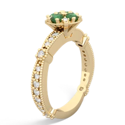 Emerald Sparkling Tiara Cluster 14K Yellow Gold ring R26293RD