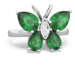 Emerald Butterfly 14K White Gold ring R2215