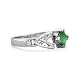 Emerald Celtic Knot Princess 14K White Gold ring R3349