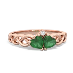 Emerald Heart To Heart Braid 14K Rose Gold ring R5870