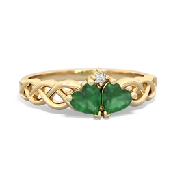 Emerald Heart To Heart Braid 14K Yellow Gold ring R5870