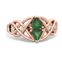 Emerald Keepsake Celtic Knot 14K Rose Gold ring R5300