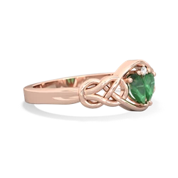 Emerald Celtic Love Knot 14K Rose Gold ring R5420