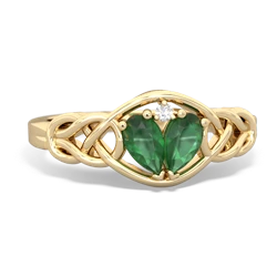 Emerald Celtic Love Knot 14K Yellow Gold ring R5420