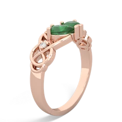 Emerald Two Stone Claddagh 14K Rose Gold ring R5322