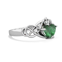 Emerald Two Stone Claddagh 14K White Gold ring R5322