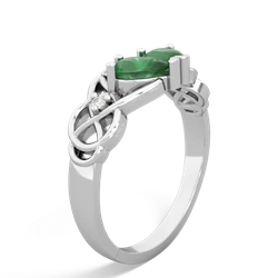 Emerald 'One Heart' Celtic Knot Claddagh 14K White Gold ring R5322