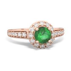 Emerald Diamond Halo 14K Rose Gold ring R5370