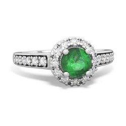 Emerald Diamond Halo 14K White Gold ring R5370