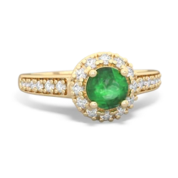 Emerald Diamond Halo 14K Yellow Gold ring R5370